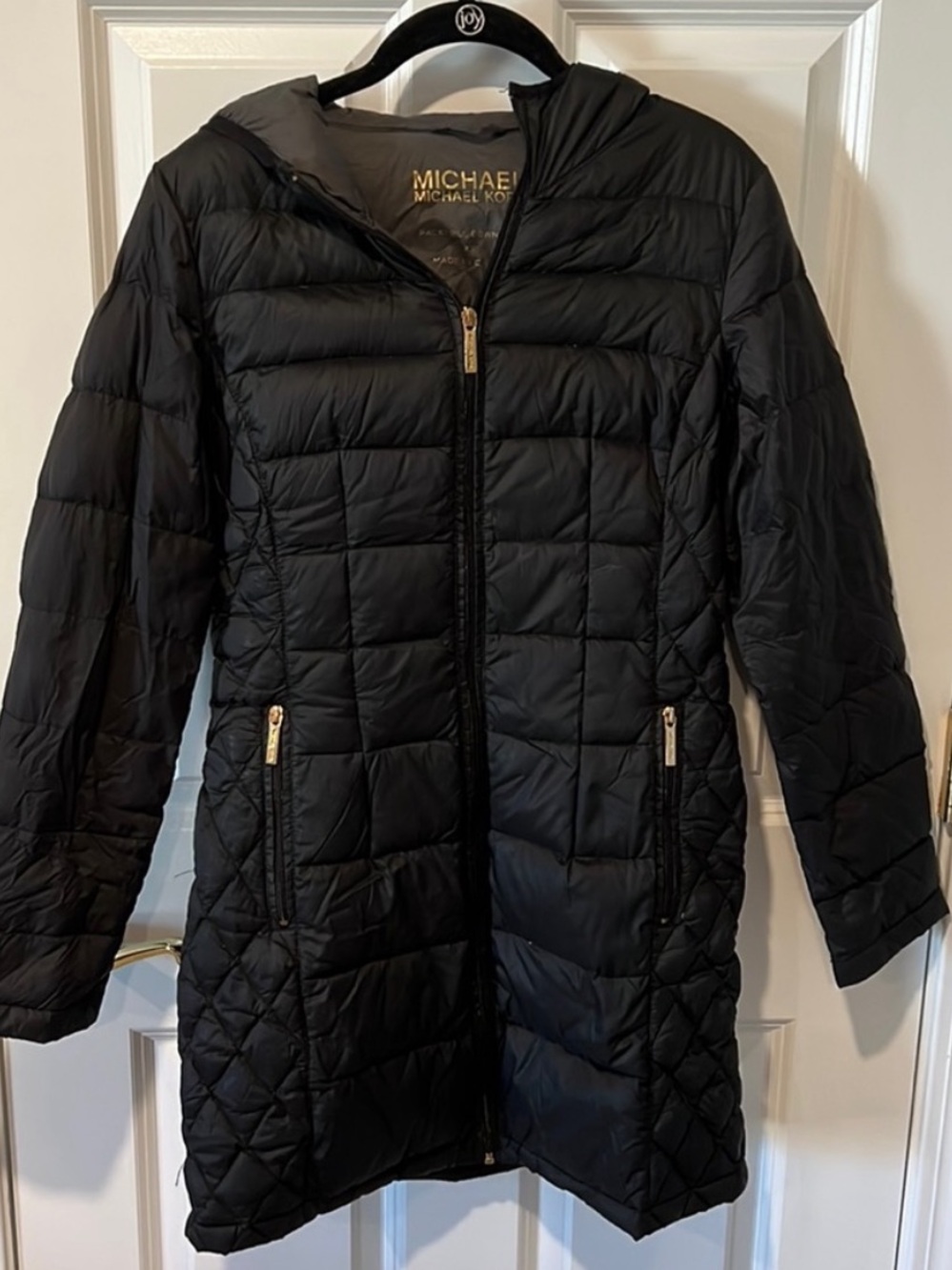 Michael Kors, black packable down fill jacket puffer coat size small